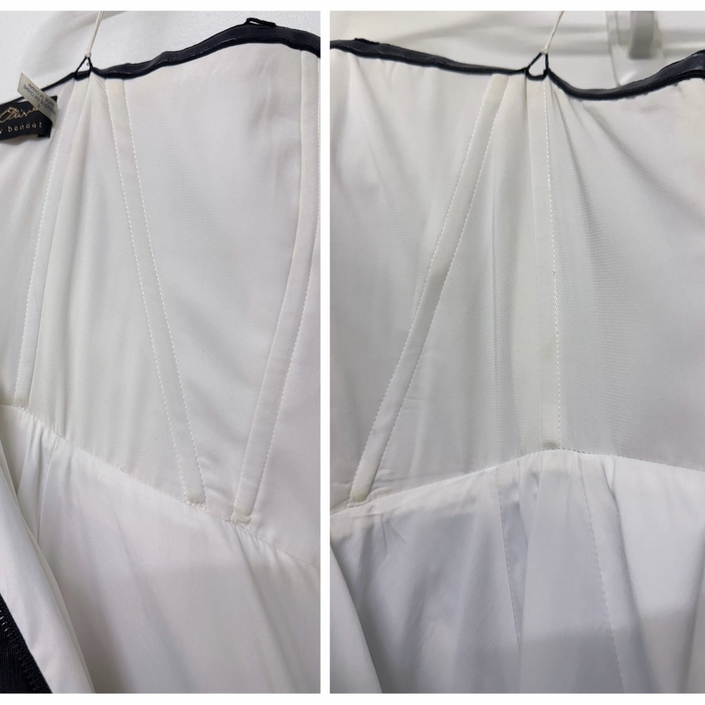 Alice + Olivia Bridgette Maxi Gown Dress Black Off White Ivory Wave Moire 4 - Picture 14 of 16